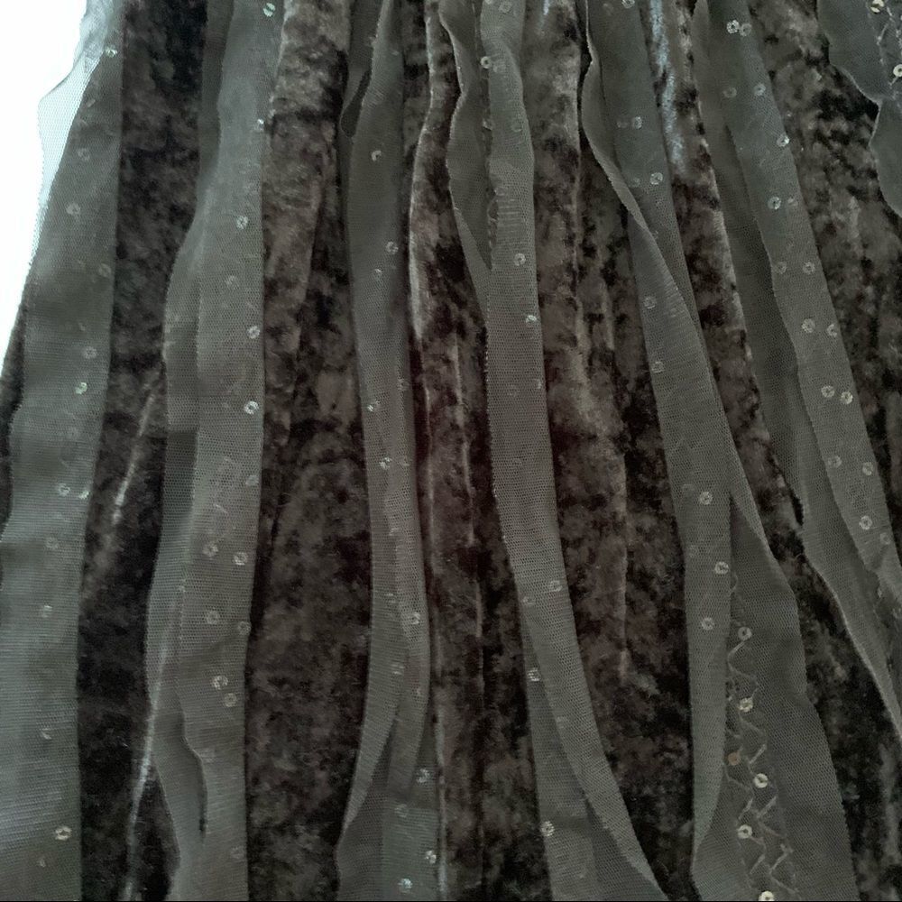Vintage Black Velvet Ruffle Sequin Skirt - Picture 3 of 6